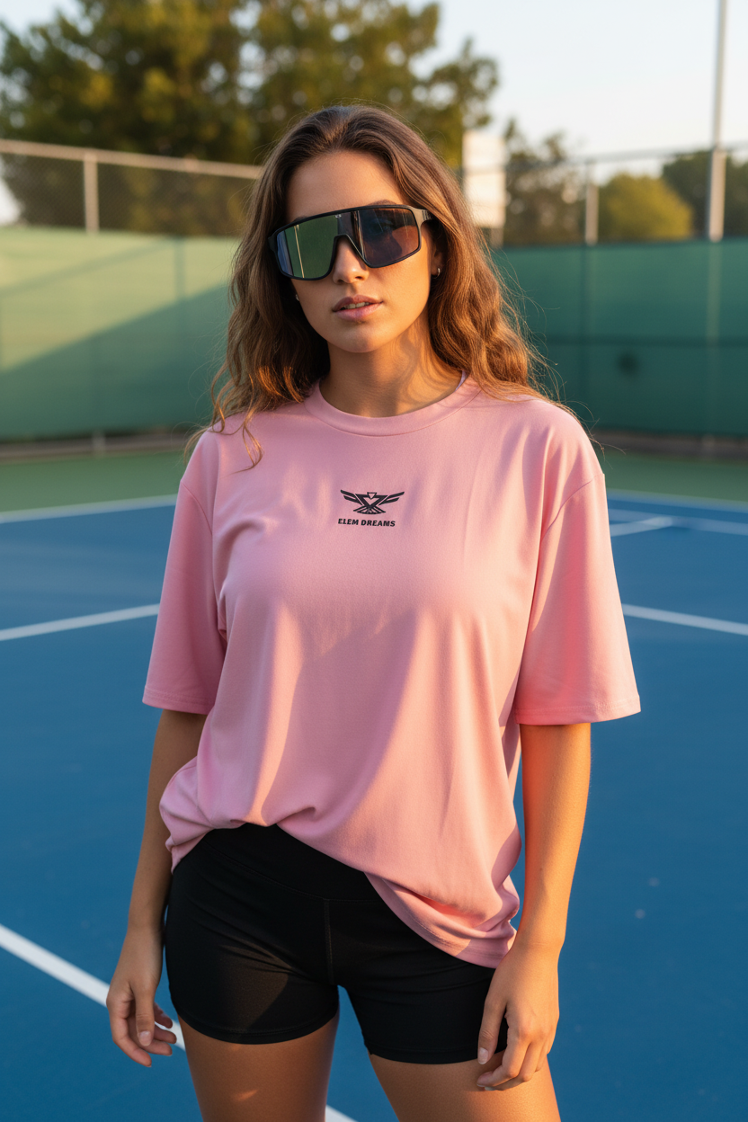 T-Shirt Happy Cloud Dama Oversize Rosa
