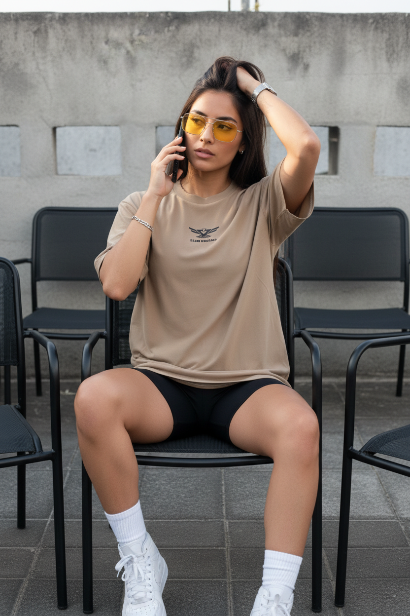 T-Shirt Happy Cloud Dama Oversize Beige